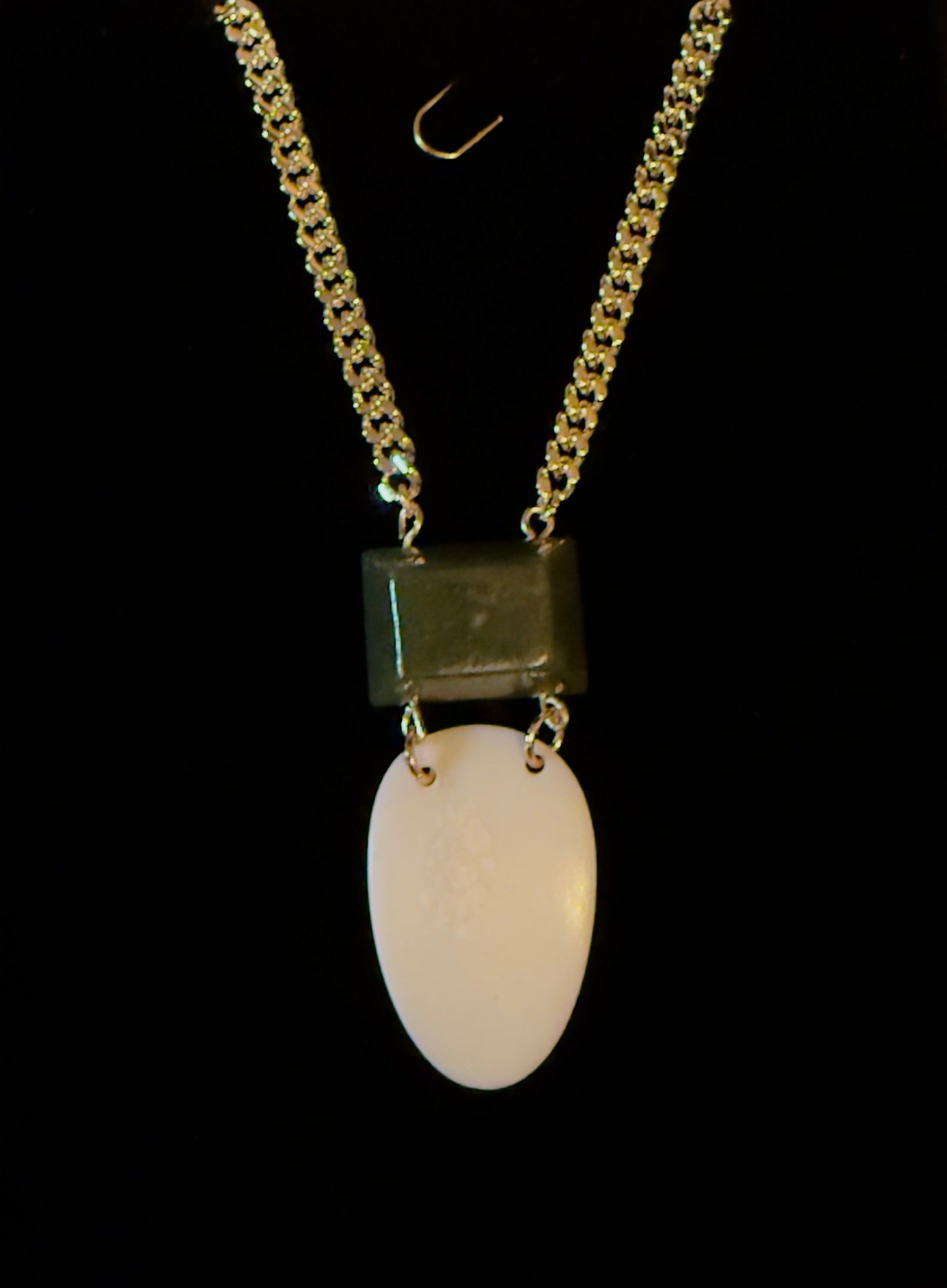 Walrus Ivory & Jade necklace - 18”+ drop length