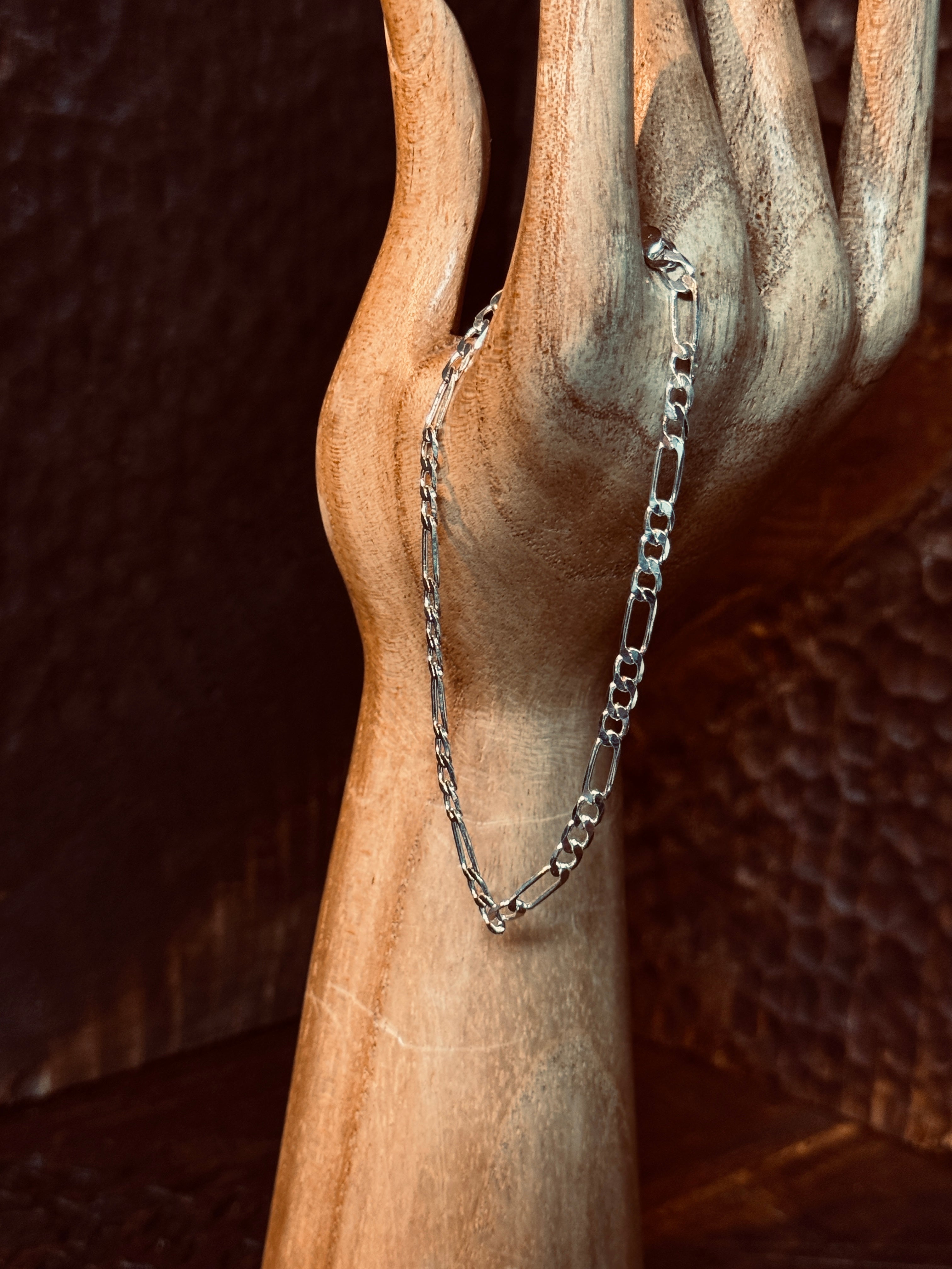 sterling silver Italian Figaro chain bracelet - 8"