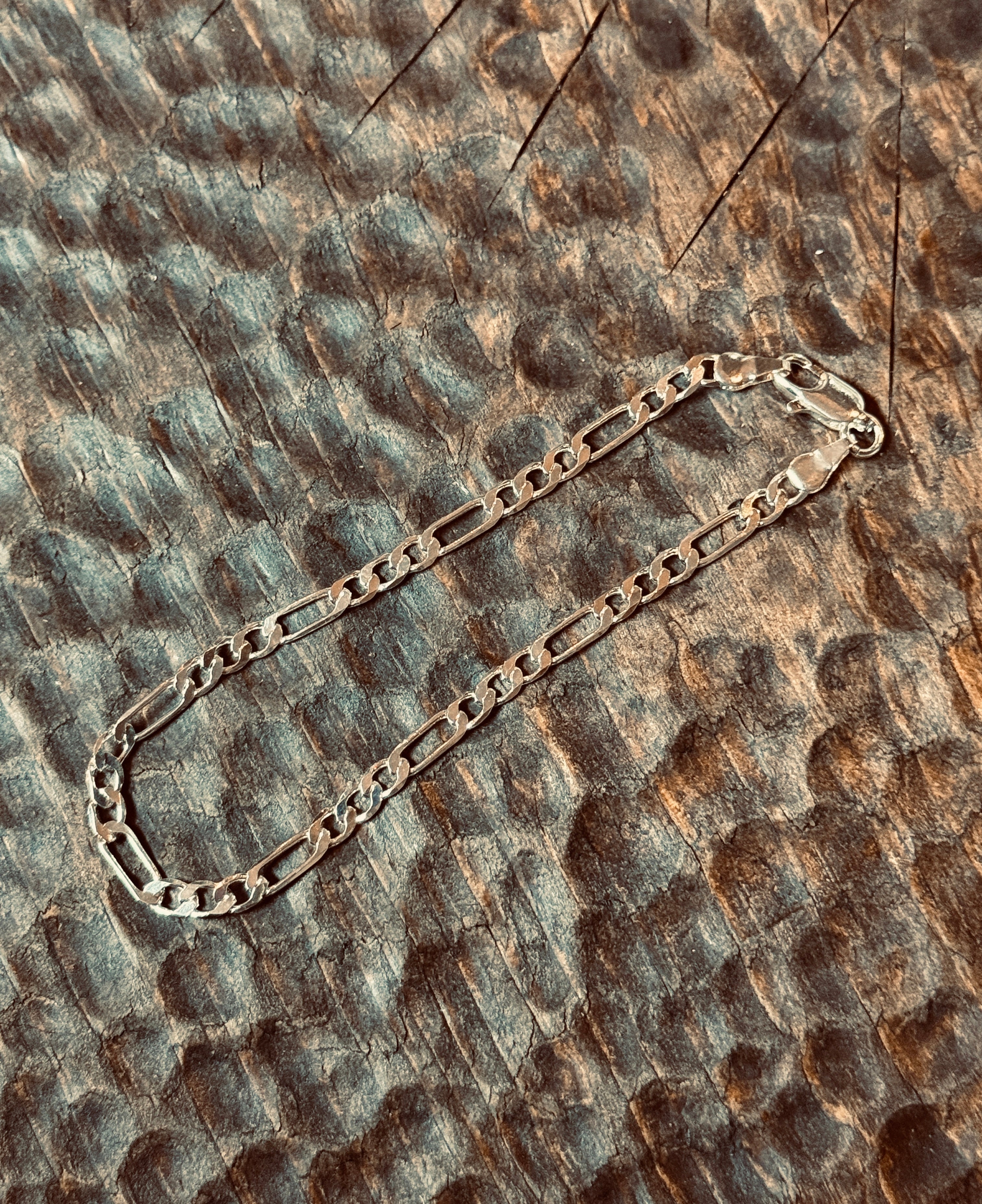 sterling silver Italian Figaro chain bracelet - 8"