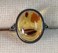 LARGE AMBER RING SET IN STERLING SILVER - FULLY ADJUSTABLE