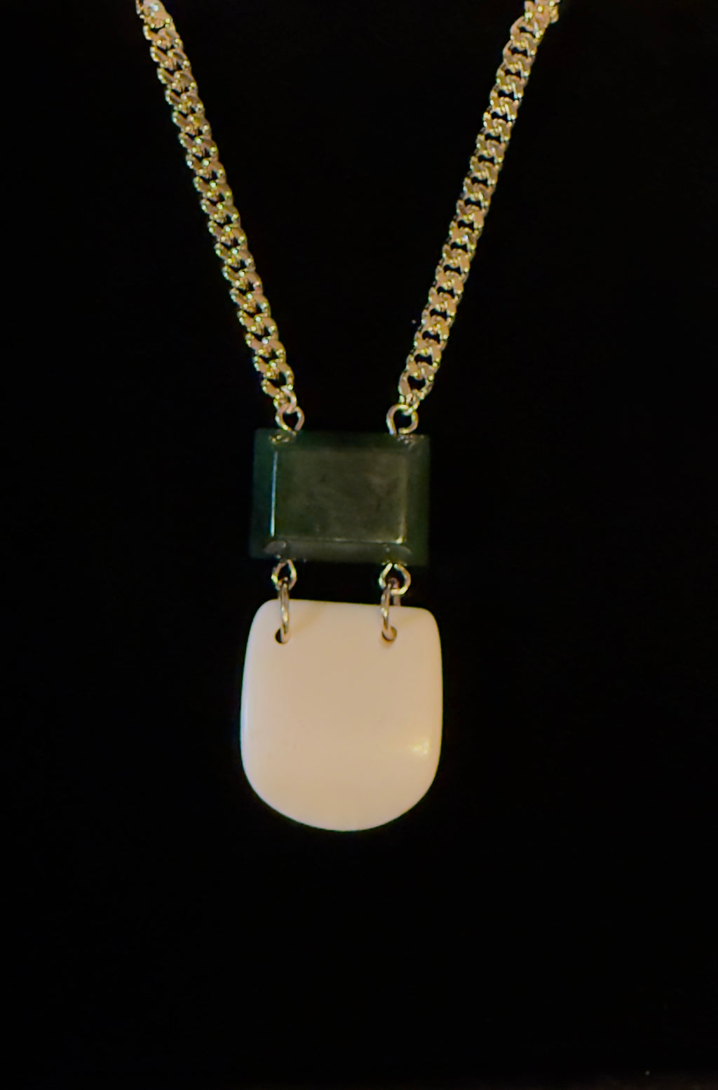 Walrus Ivory & Jade necklace - 18”+ drop length