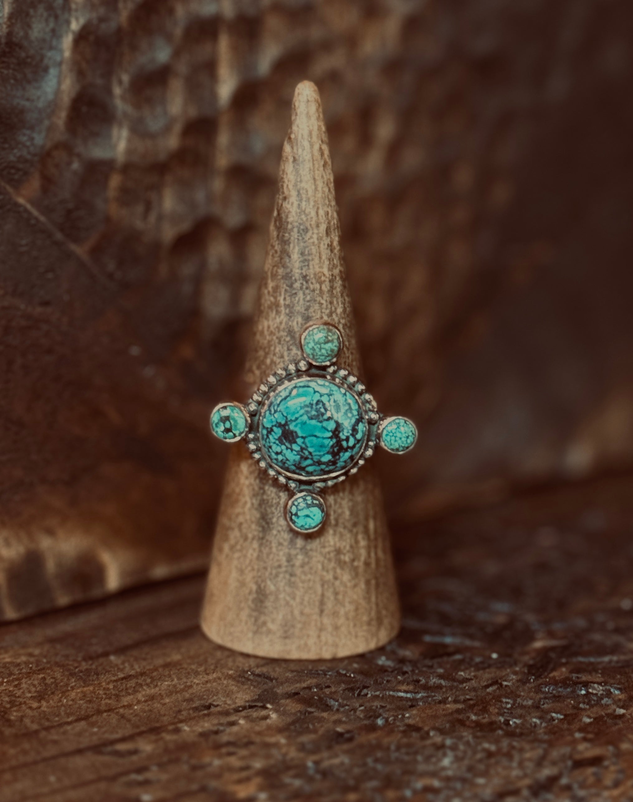 Copper and Kingman Turquoise ring - 9.25