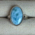 OVAL LARIMAR STERLING SILVER RING SIZE 8