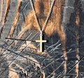 133 - LARGE CROSS NECKLACE - GOLD FILLED