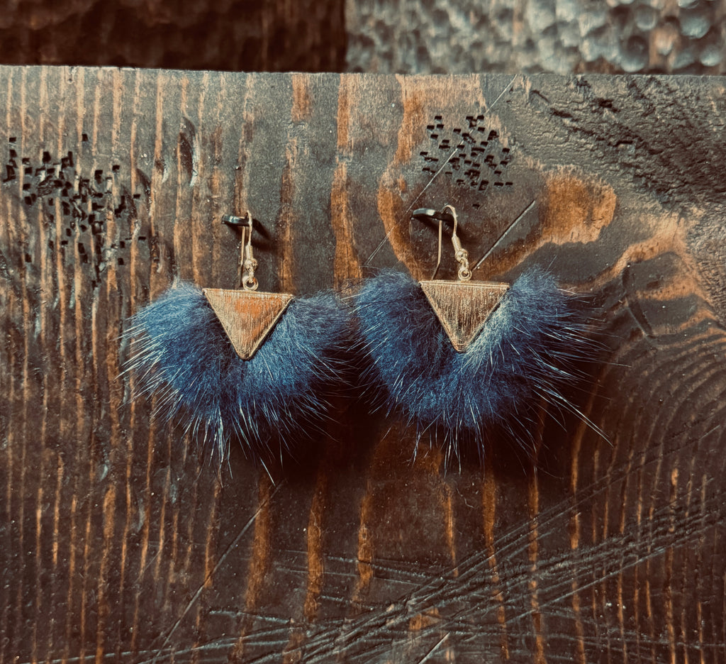 116 - Triangle Mink Earrings