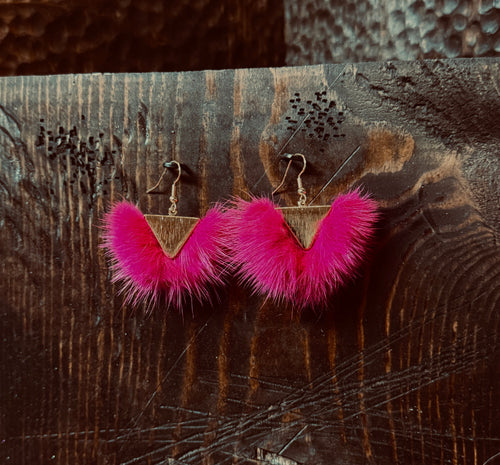 116 - Triangle Mink Earrings
