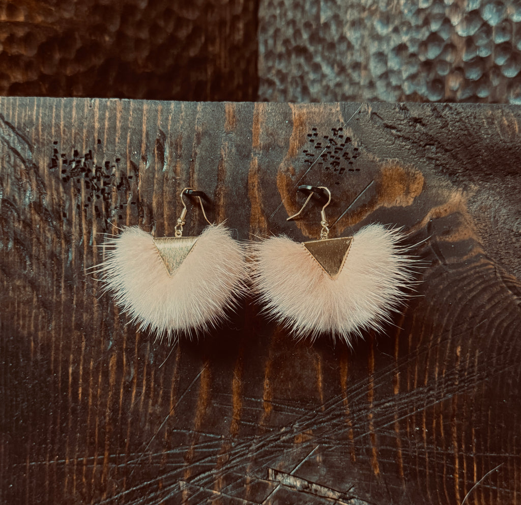 116 - Triangle Mink Earrings