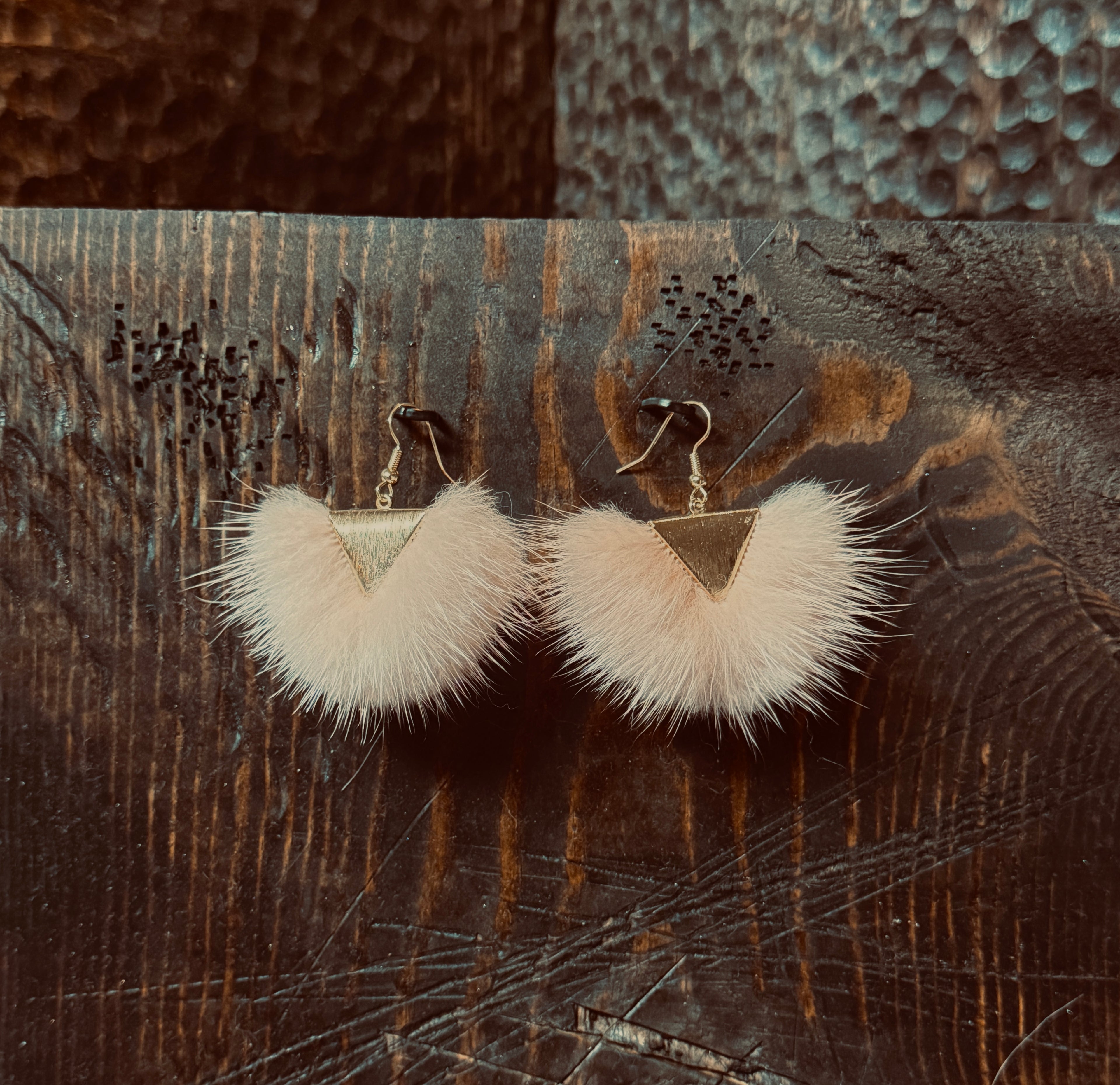 116 - Triangle Mink Earrings