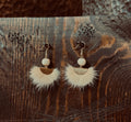 119 - Mink Fur and Bison Bone Earrings - GoldFilled