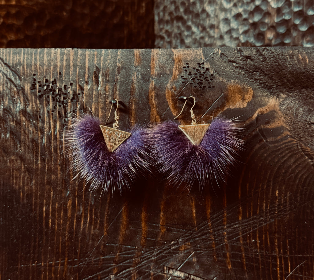 116 - Triangle Mink Earrings
