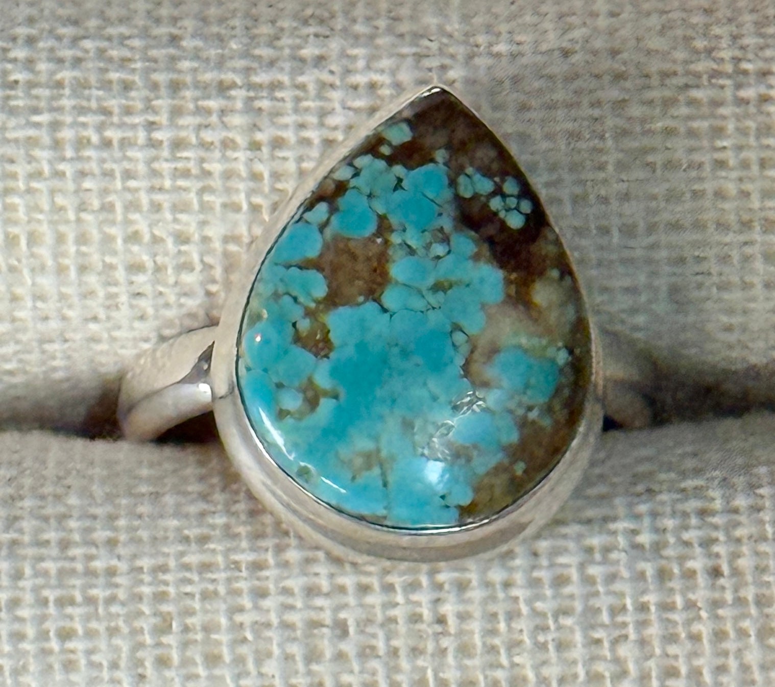 TEARDROP TURQUOISE RING IN STERLING SILVER SETTING - 8