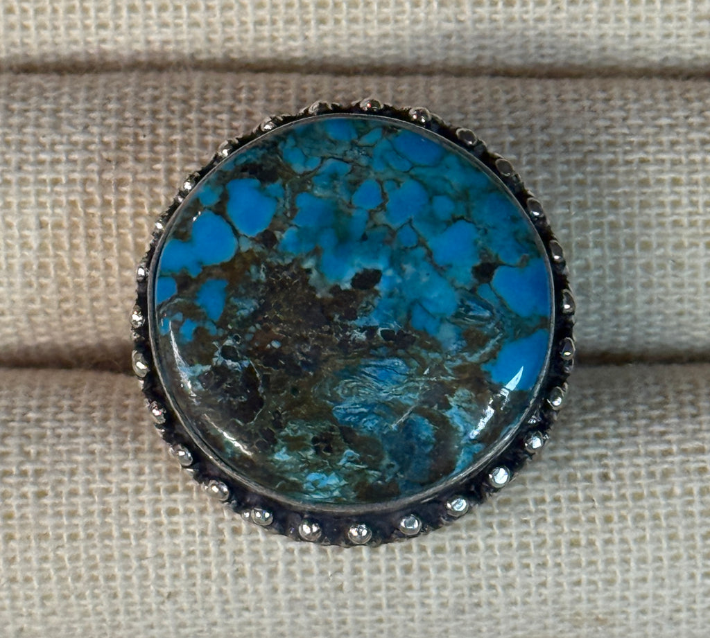 TURQUOISE RING IN STERLING SILVER SETTING - 7.5