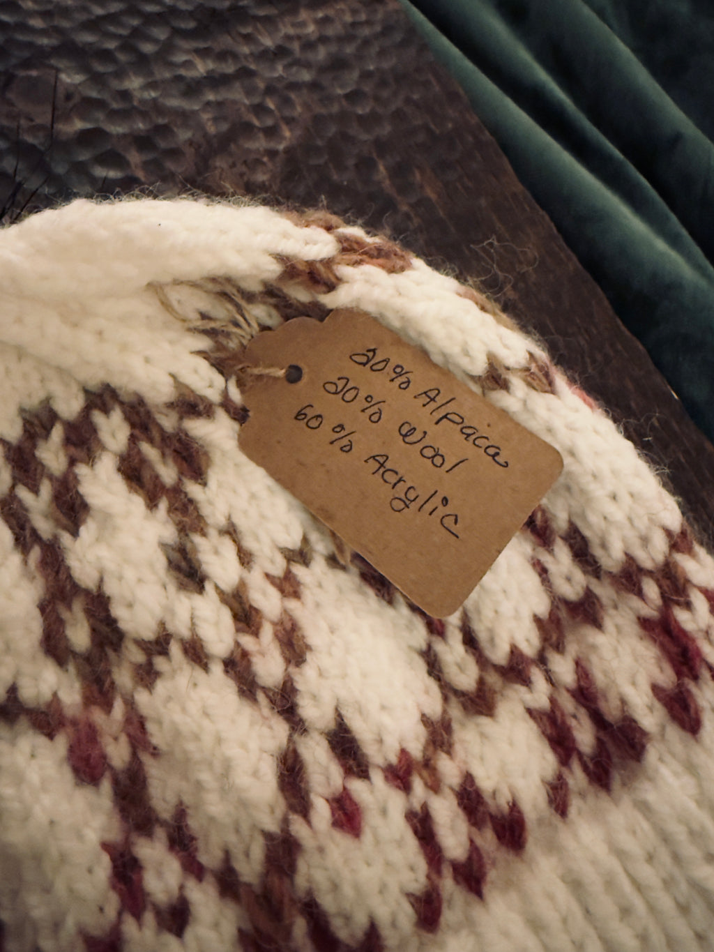 Warm Tones & White Thick Knit Fair Isle Beanie