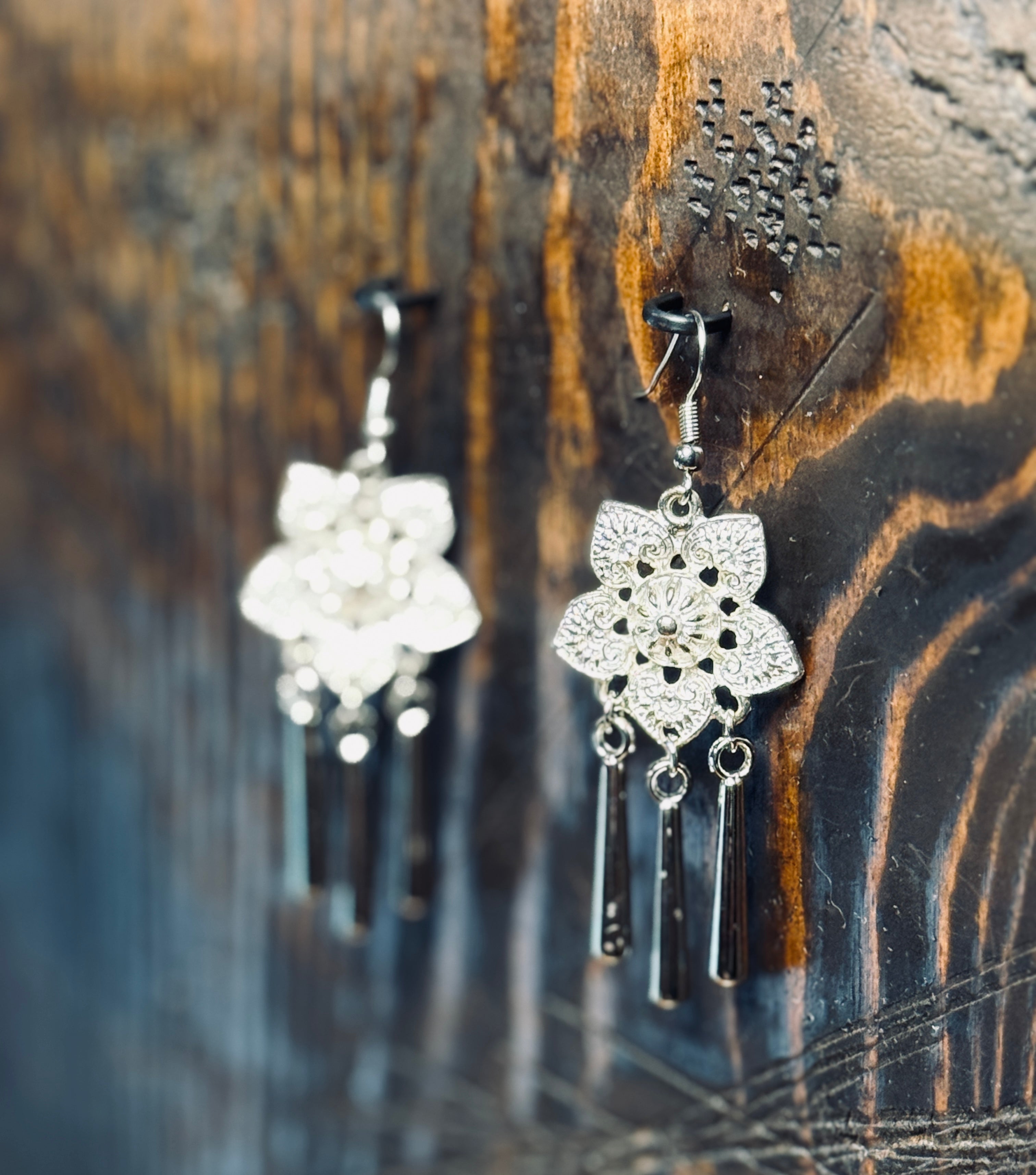 Silver-Plated Balinese Chandelier Earrings