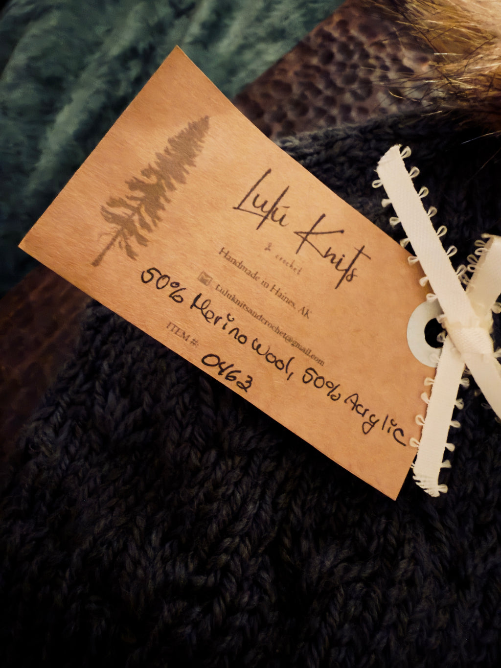 Gray Cable-Knit Beanie with Faux Fur Pom