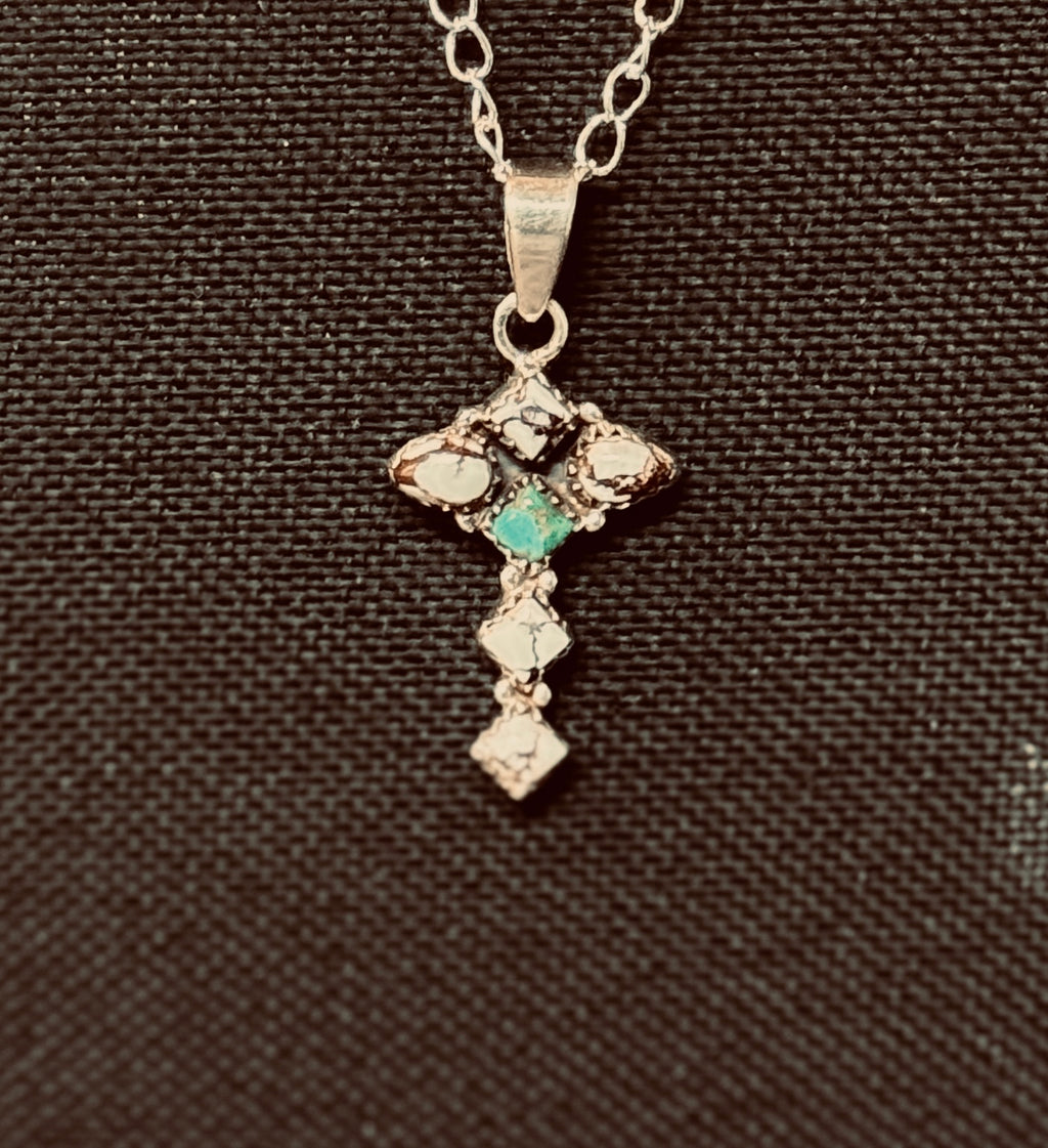 WILD HORSE AND SONORAN GOLD TURQUOISE PENDANT ON STERLING SILVER CHAIN